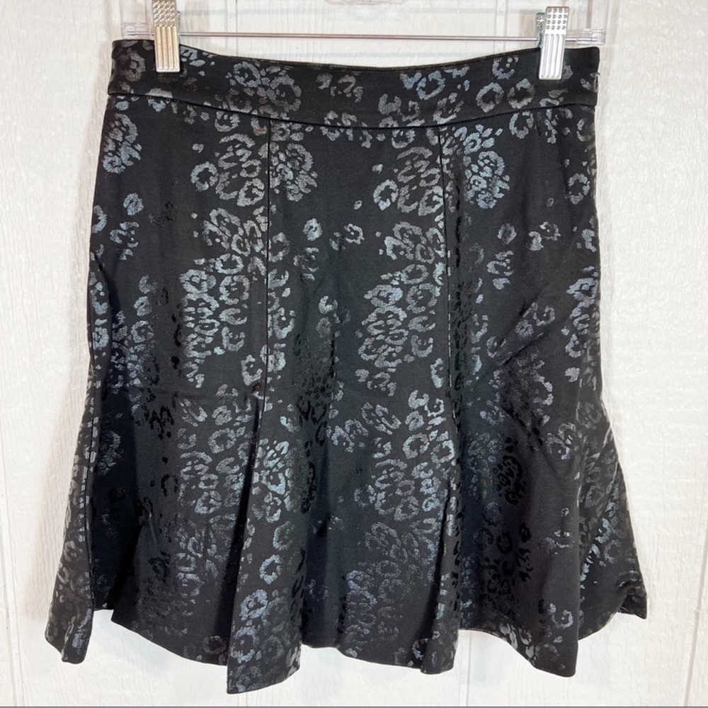 NEW Barneys New York Pleated Mini A-Line Metallic Print Skirt Size Small